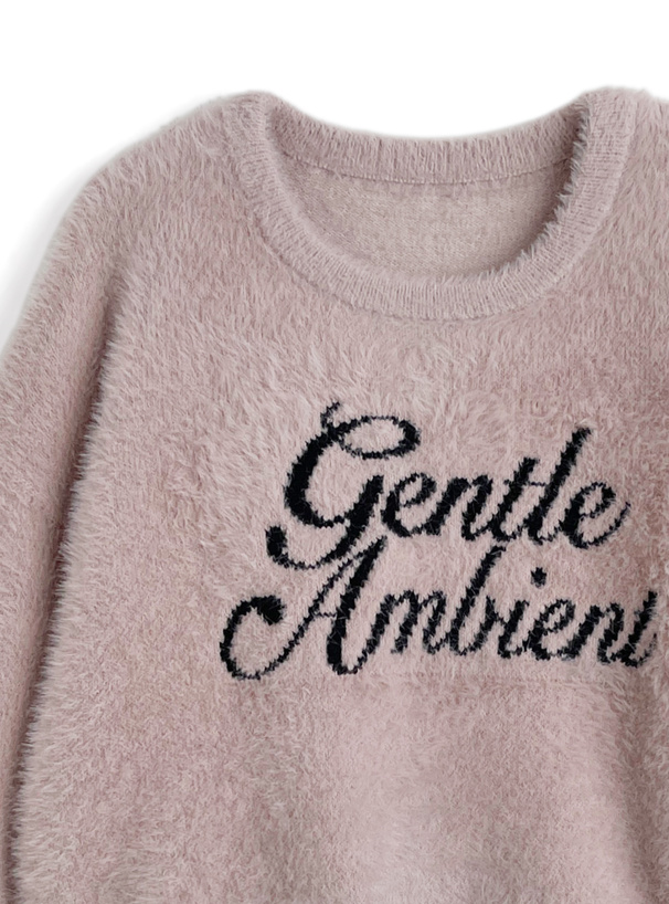 ロゴシャギーニットトップス