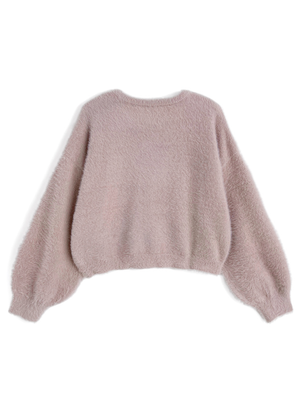 ロゴシャギーニットトップス