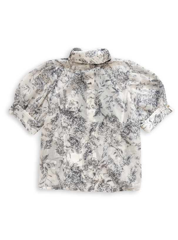 スカーフ付き花柄シアーブラウス