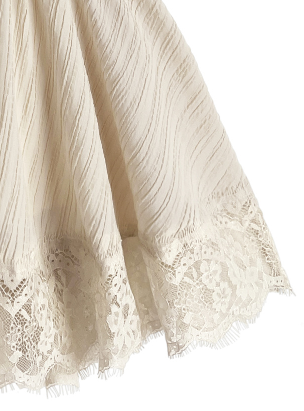 キャミソールレイヤード風レースフレアトップス