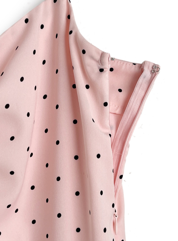 ドット柄アシンメトリーフリルキャミソールワンピース