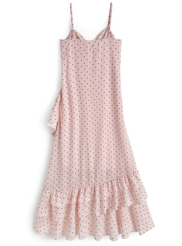 ドット柄アシンメトリーフリルキャミソールワンピース