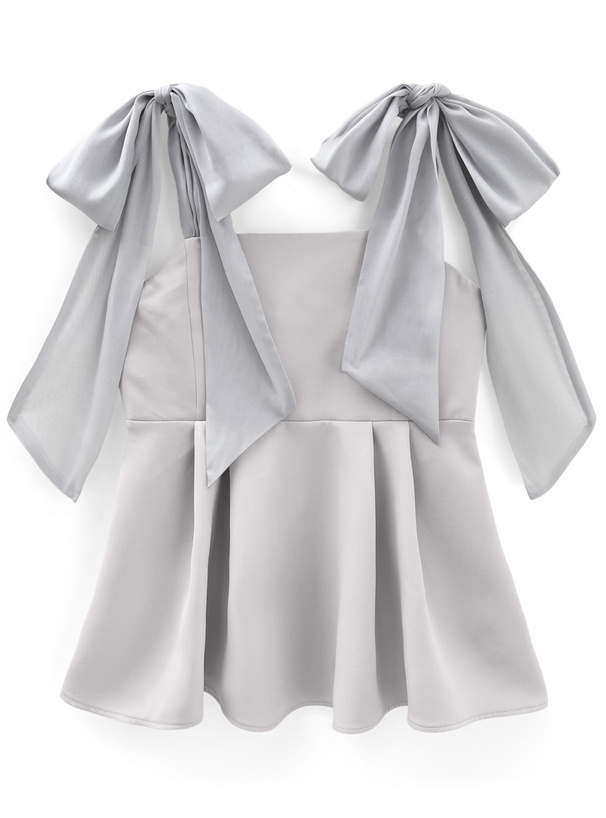 オーガンジーリボンショルダーペプラムビスチェ