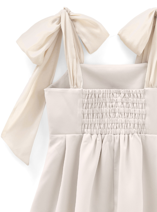 オーガンジーリボンショルダーペプラムビスチェ