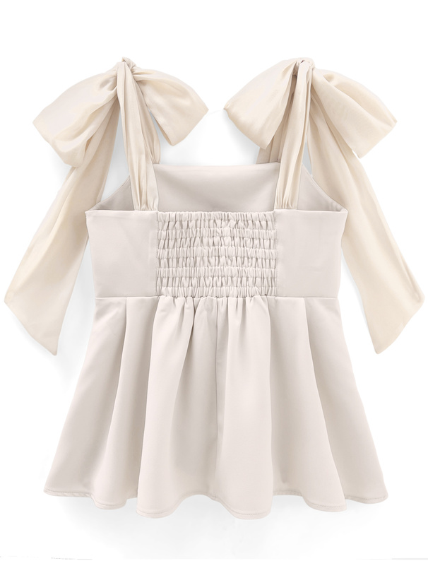 オーガンジーリボンショルダーペプラムビスチェ