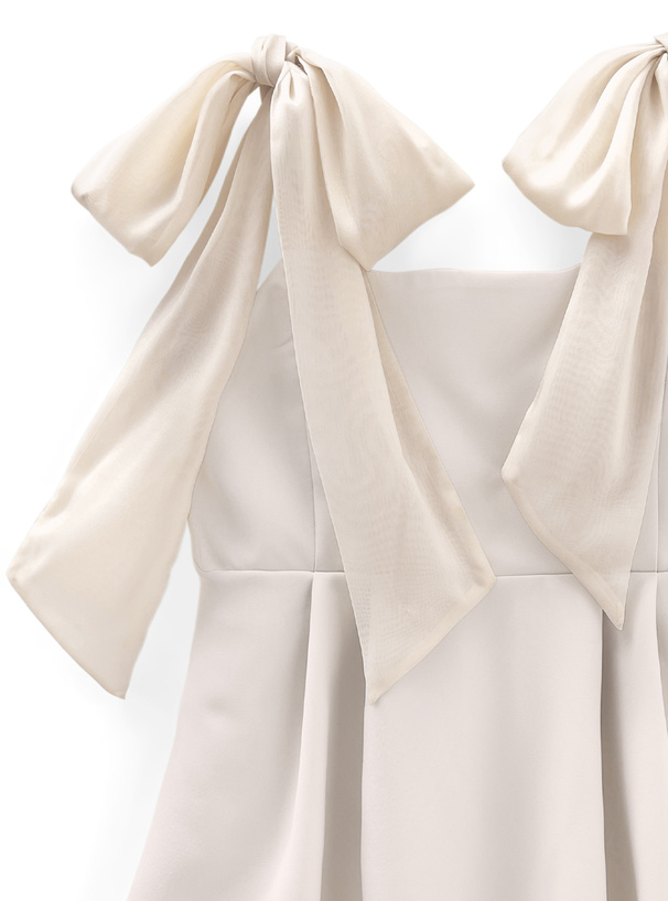 オーガンジーリボンショルダーペプラムビスチェ