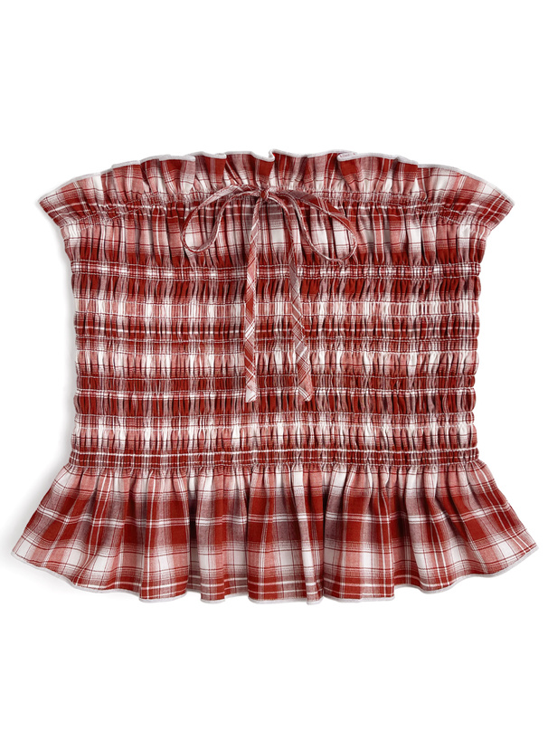 ILLIT アイリット BEB チェック柄リボンフリルベアトップ