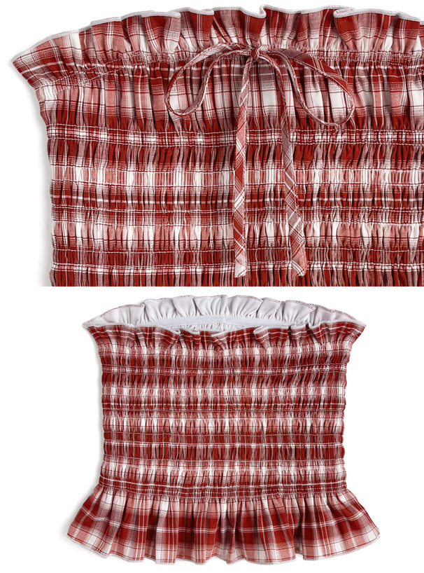 ILLIT アイリット BEB チェック柄リボンフリルベアトップ