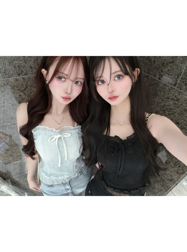 カップ付きフラワーレースキャミソール