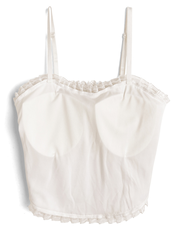 カップ付き花柄レースパールボタンキャミソールトップス