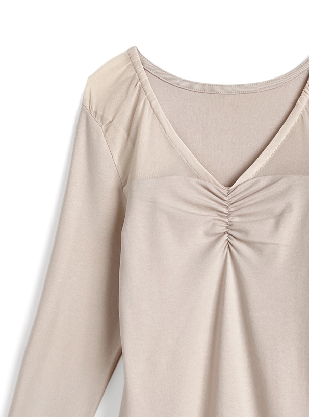 シアー切替ギャザートップス