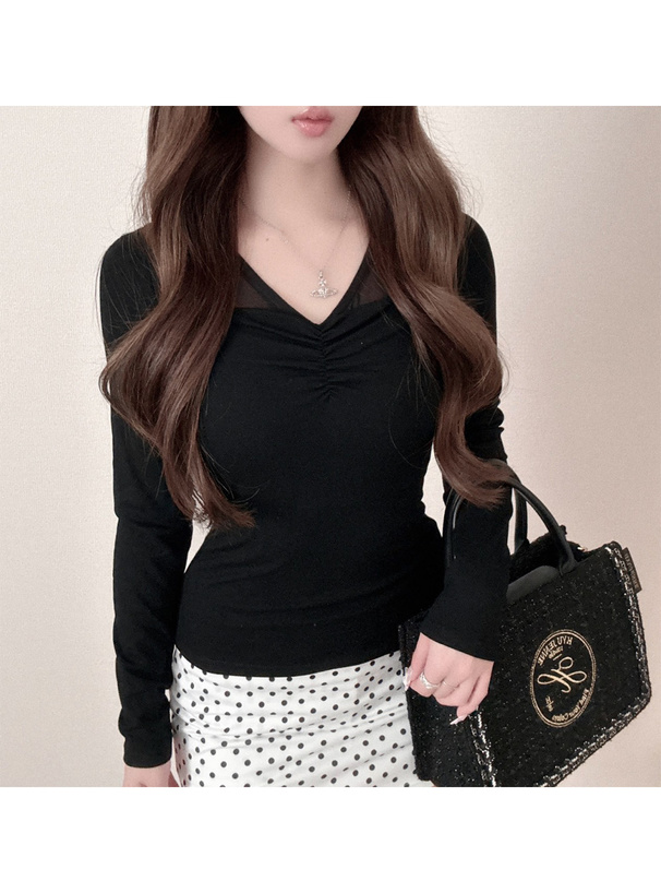 シアー切替ギャザートップス