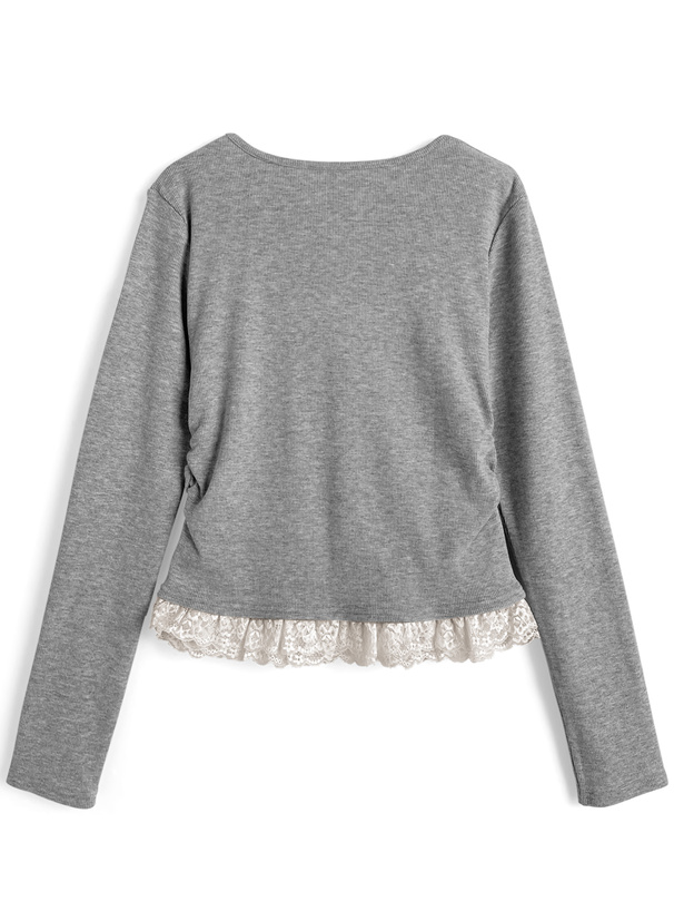 レースレイヤード風リボントップス