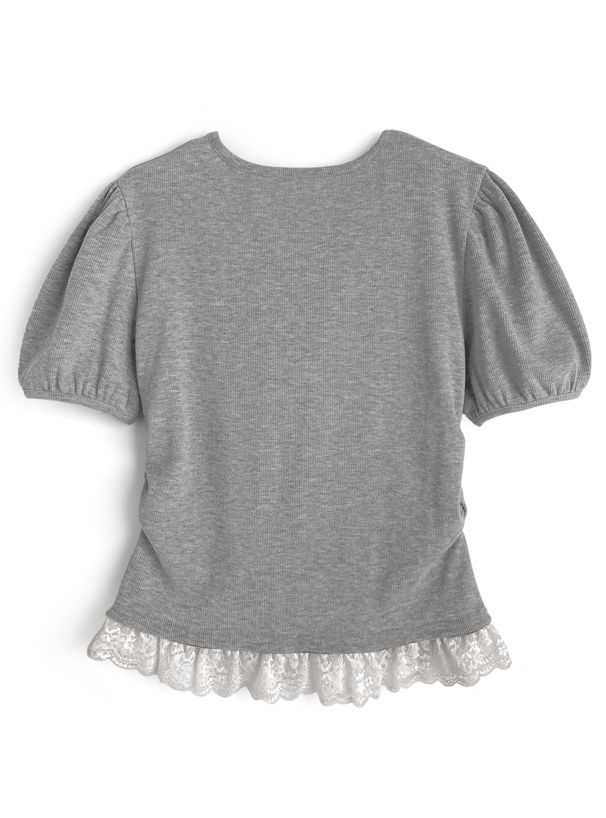 レースレイヤード風リボントップス