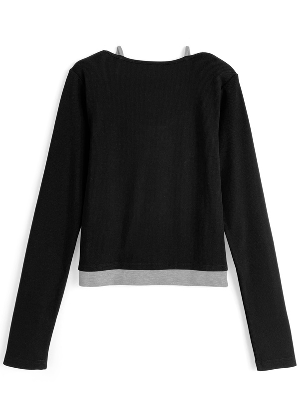 レイヤード風レースアップトップス