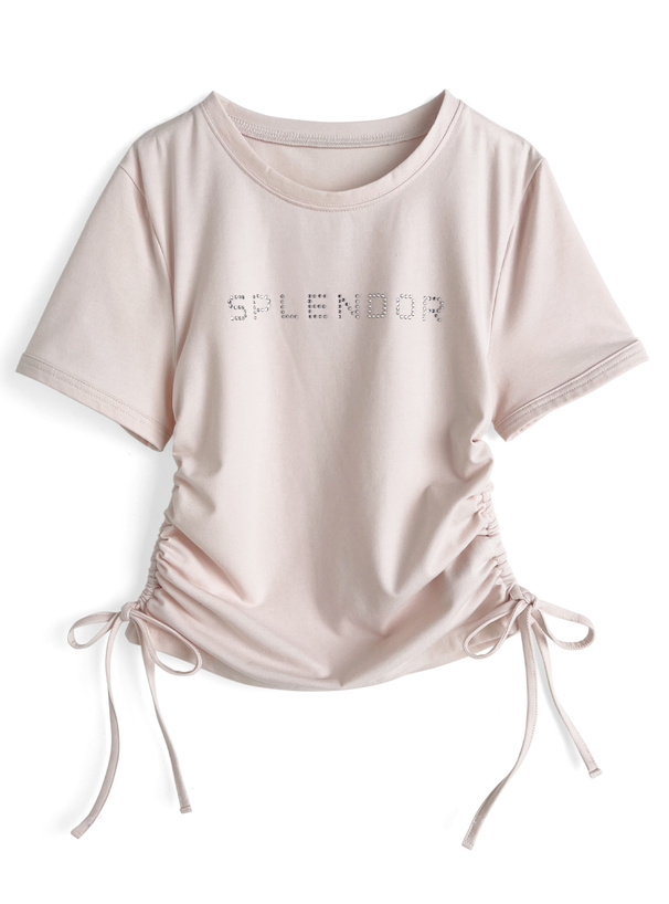 ラインストーンロゴサイドドロストTシャツ