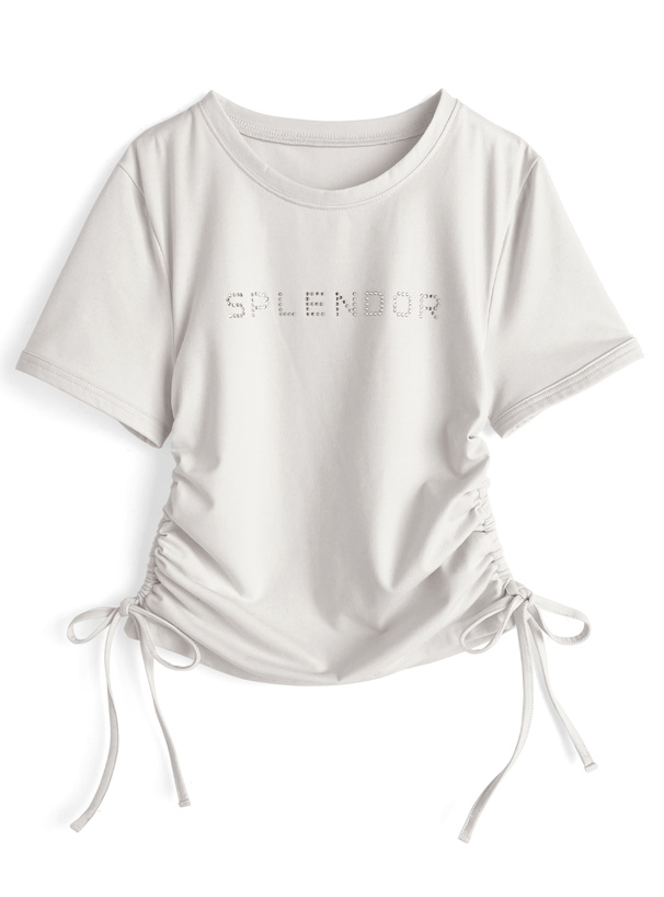 ラインストーンロゴサイドドロストTシャツ