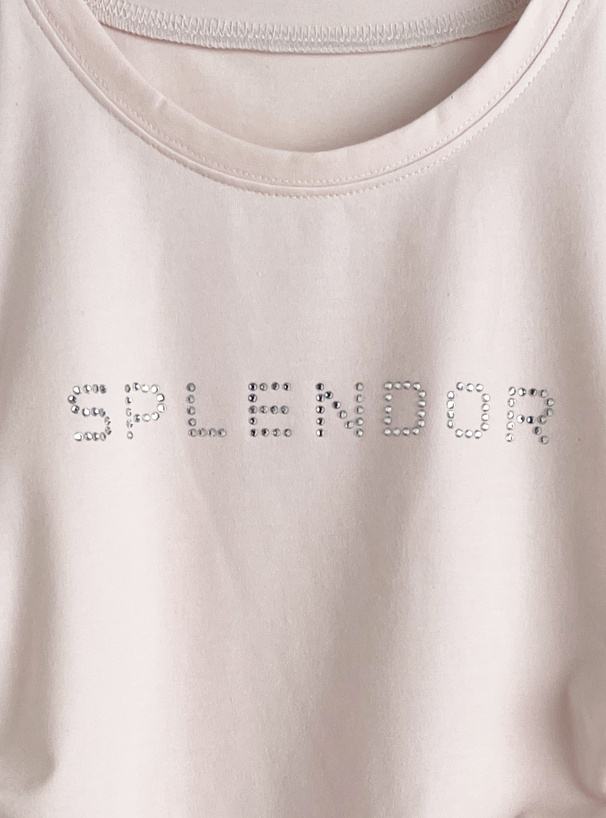 ラインストーンロゴサイドドロストTシャツ