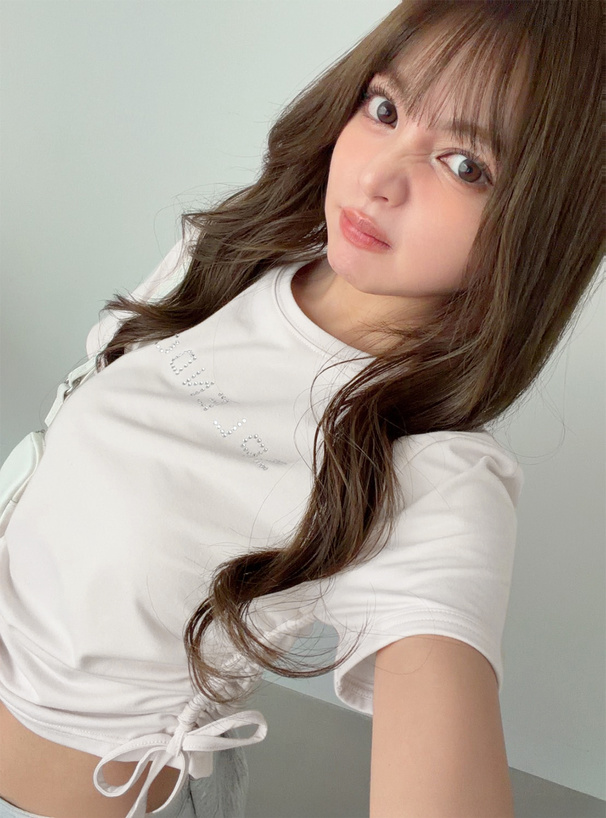 ラインストーンロゴサイドドロストTシャツ