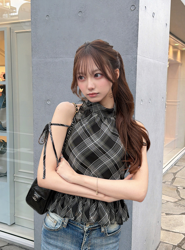 2Wayチェック柄アメスリブラウス