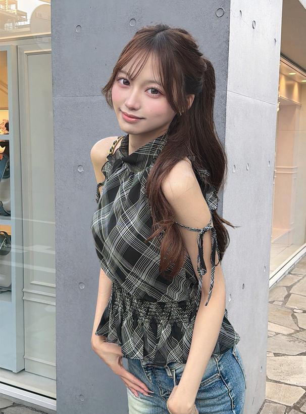 2Wayチェック柄アメスリブラウス