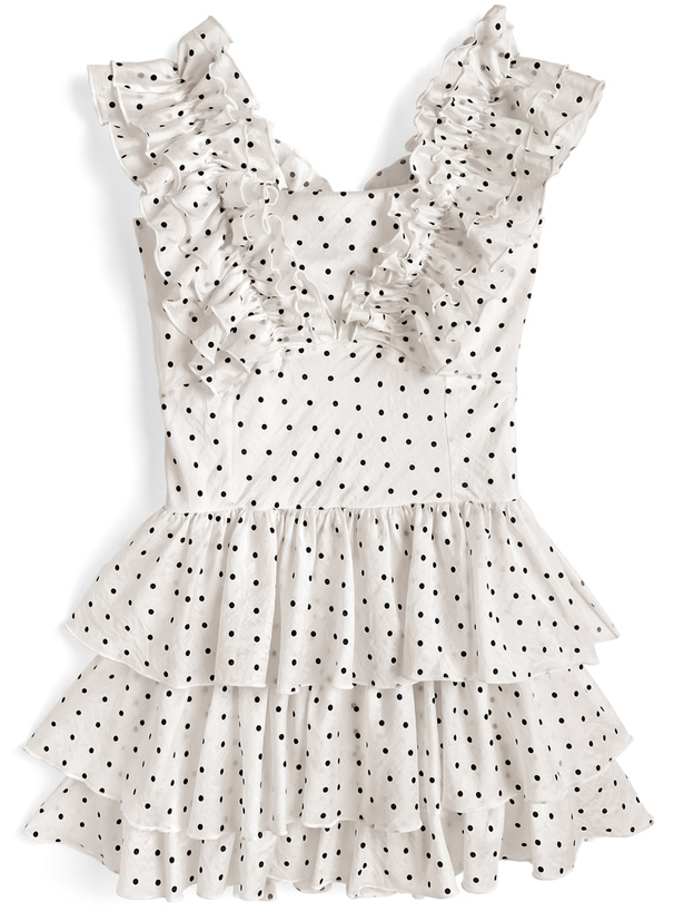 2Wayドット柄ギャザーフリルティアードミニワンピース