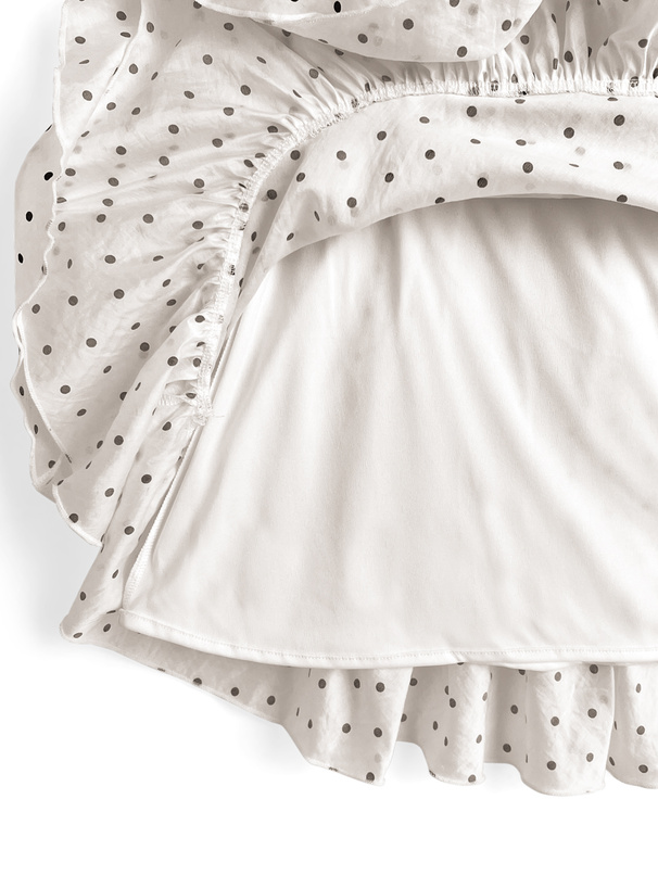 2Wayドット柄ギャザーフリルティアードミニワンピース