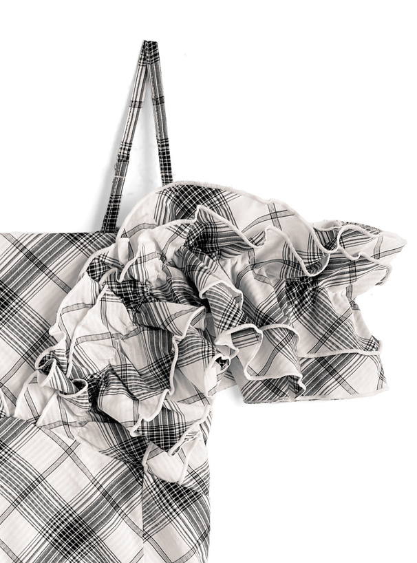 2Wayチェック柄フリルティアードミニワンピース