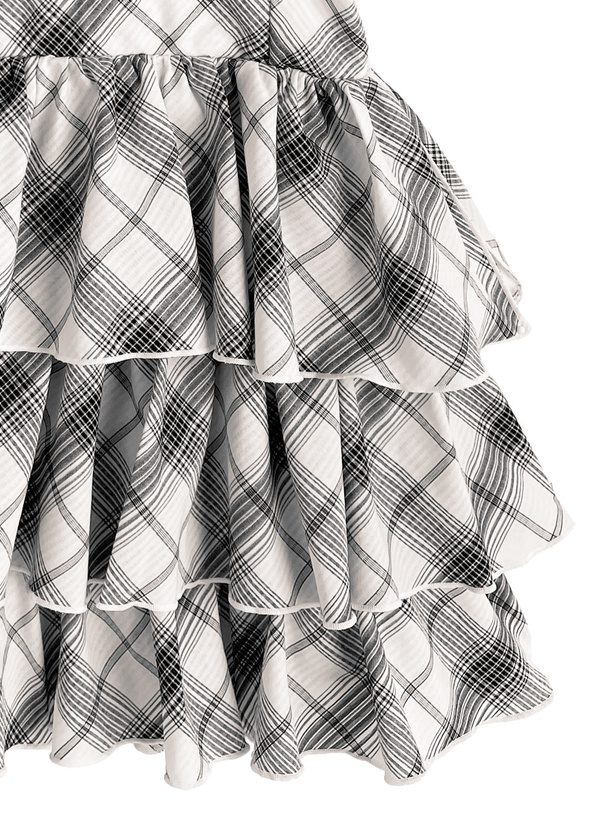 2Wayチェック柄フリルティアードミニワンピース