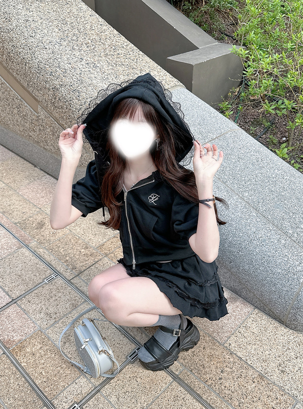 インパン裏地付きレースフリルティアードミニスカート