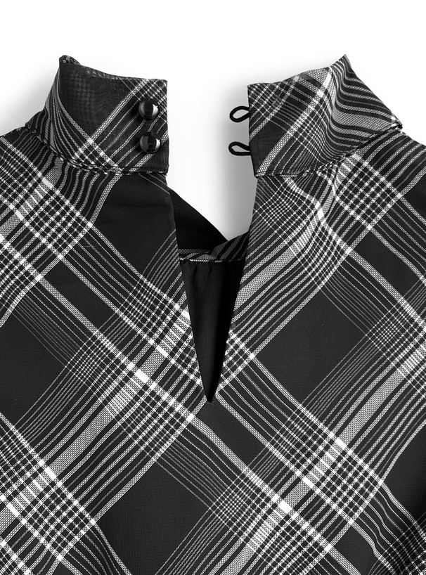 2Wayチェック柄リボンノースリーブミニワンピース