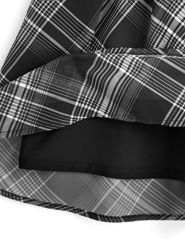 2Wayチェック柄リボンノースリーブミニワンピース