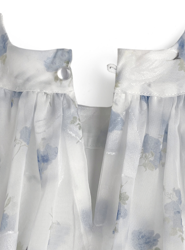 花柄シフォンアメスリティアードフリルワンピース