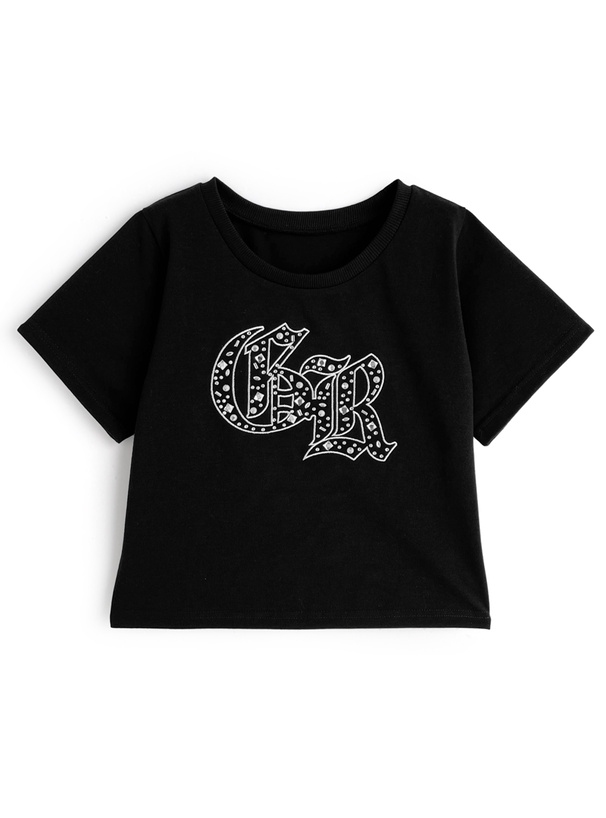 ビジューロゴ刺繍Tシャツ
