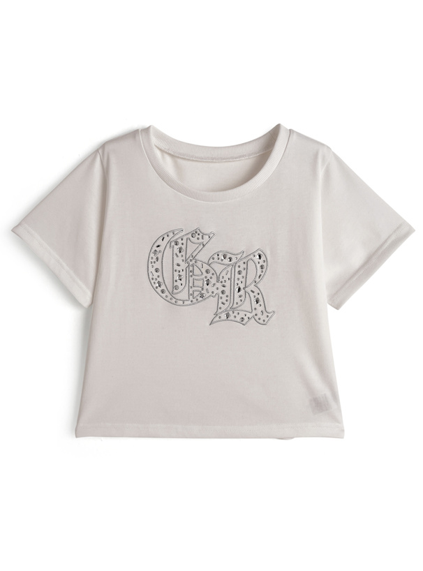 ビジューロゴ刺繍Tシャツ