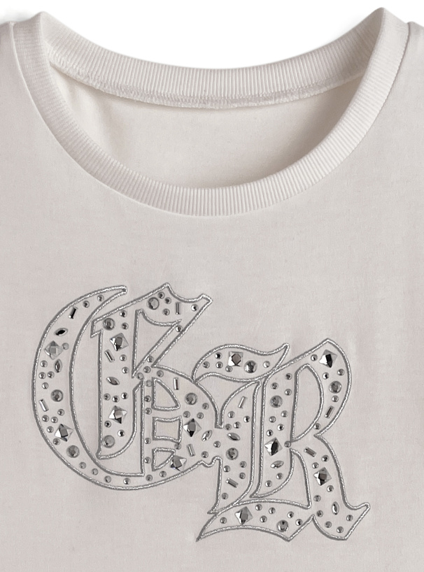 ビジューロゴ刺繍Tシャツ