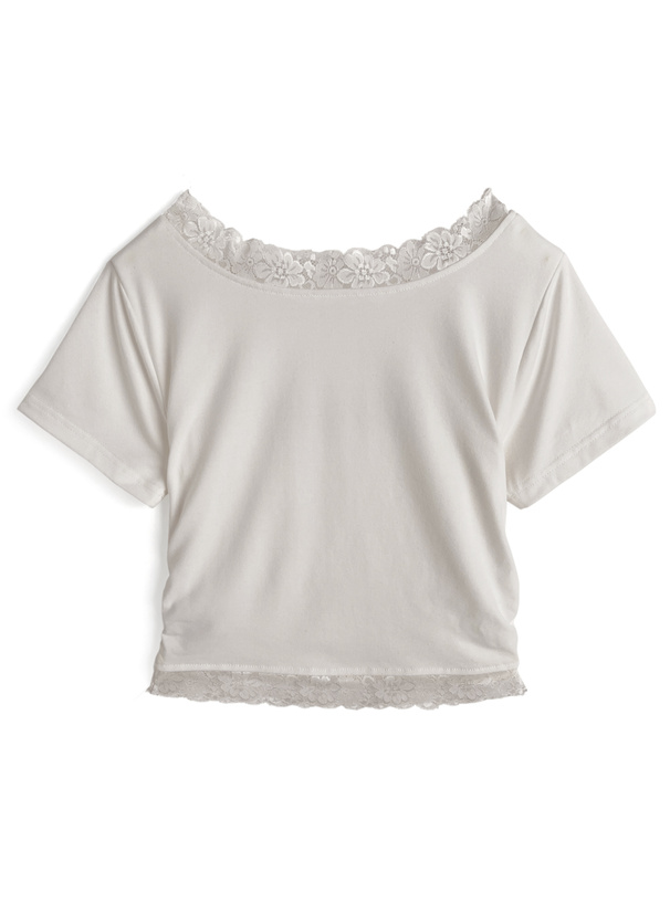 レースラインストーンロゴトップス