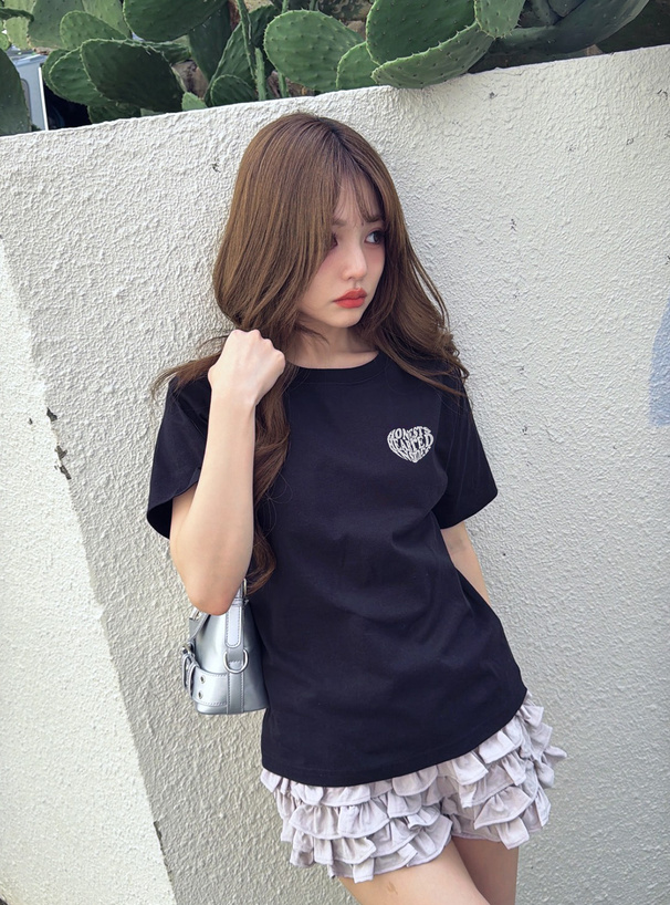 ラメレオパードハートロゴプリントTシャツ