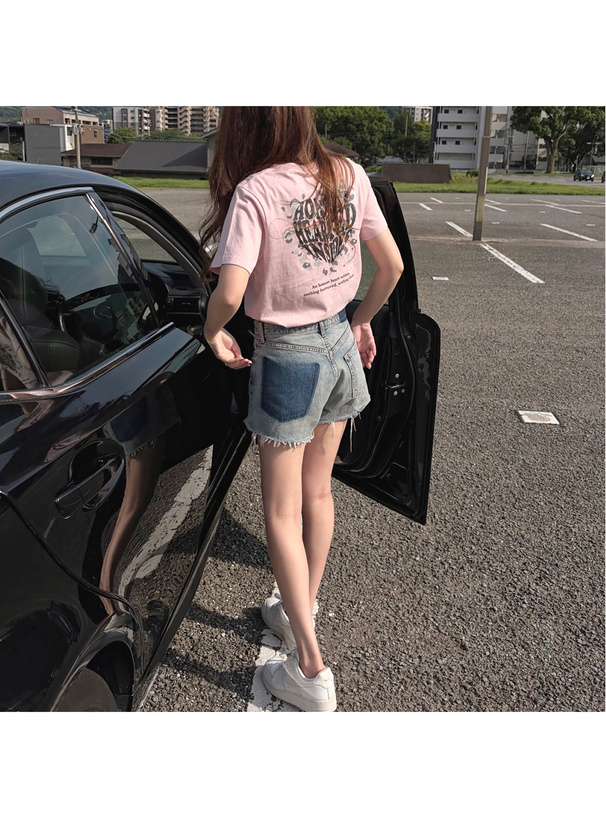 ラメレオパードハートロゴプリントTシャツ
