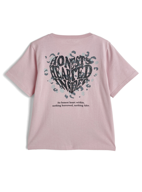 ラメレオパードハートロゴプリントTシャツ