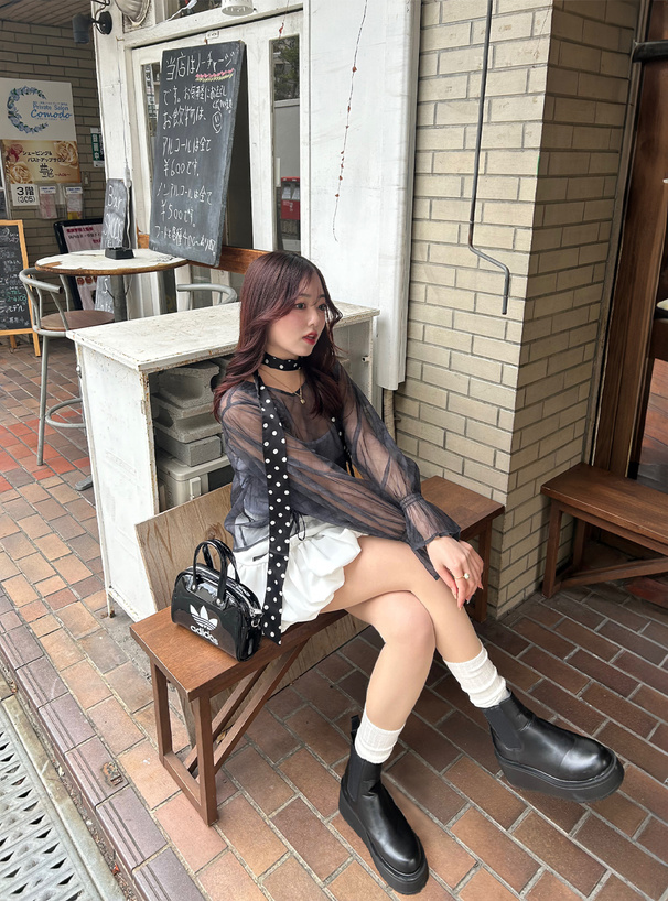 チェック柄シアードロストリボントップス[pp199] | レディース