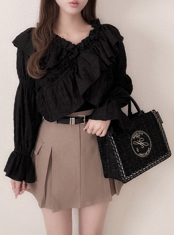 2Wayふくれフリルブラウス