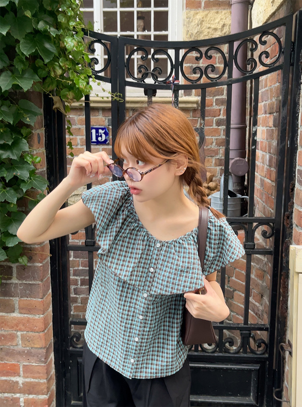 ノースリーブフリルチェックブラウス[pp233] | レディースファッション