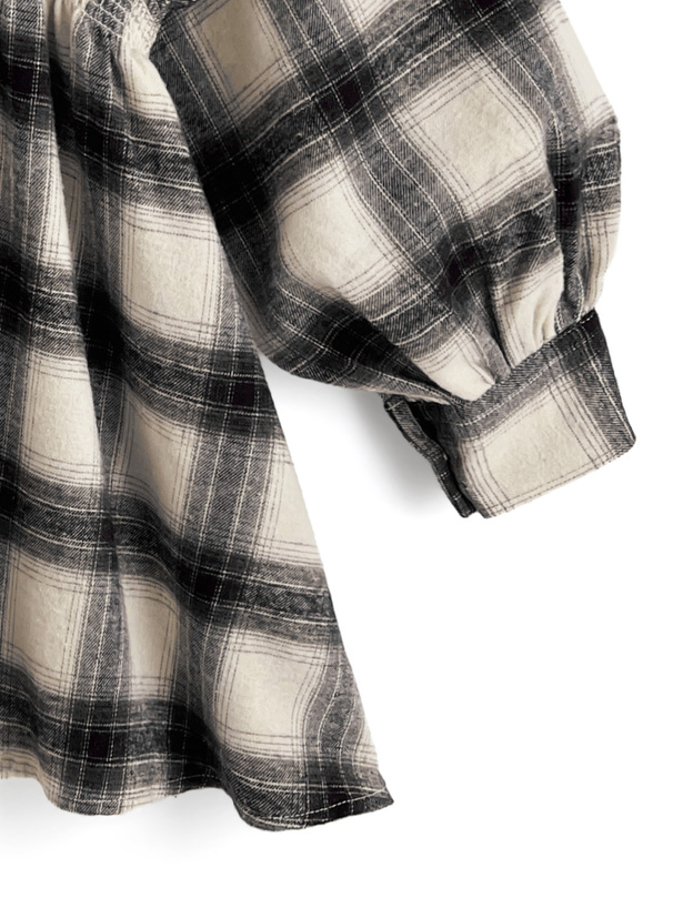 チェック柄ウエストゴムシャツワンピース