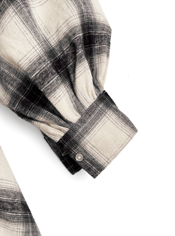 チェック柄ウエストゴムシャツワンピース