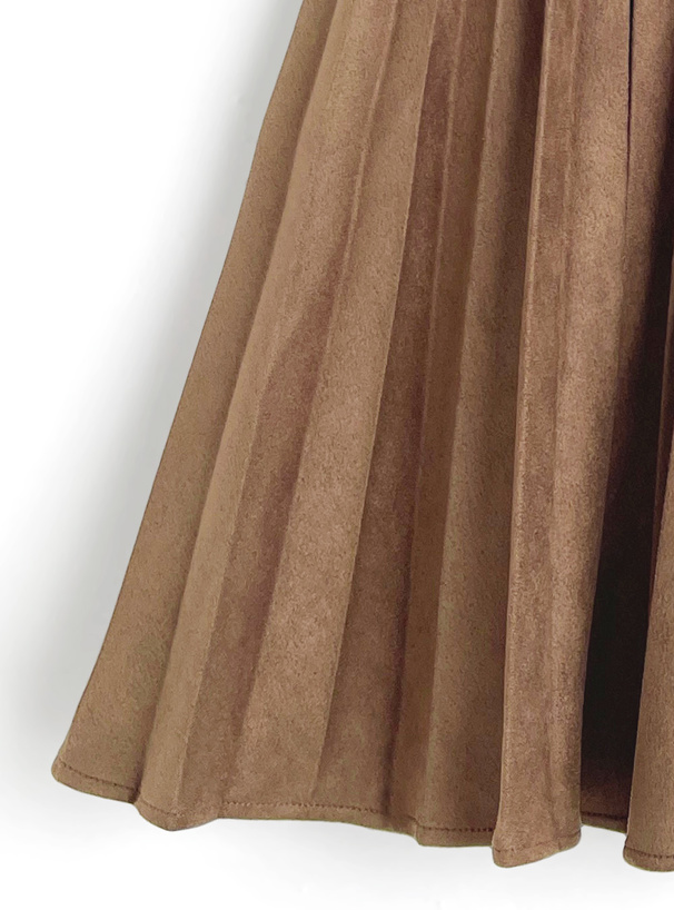 インパン裏地付きスエードプリーツミニスカート