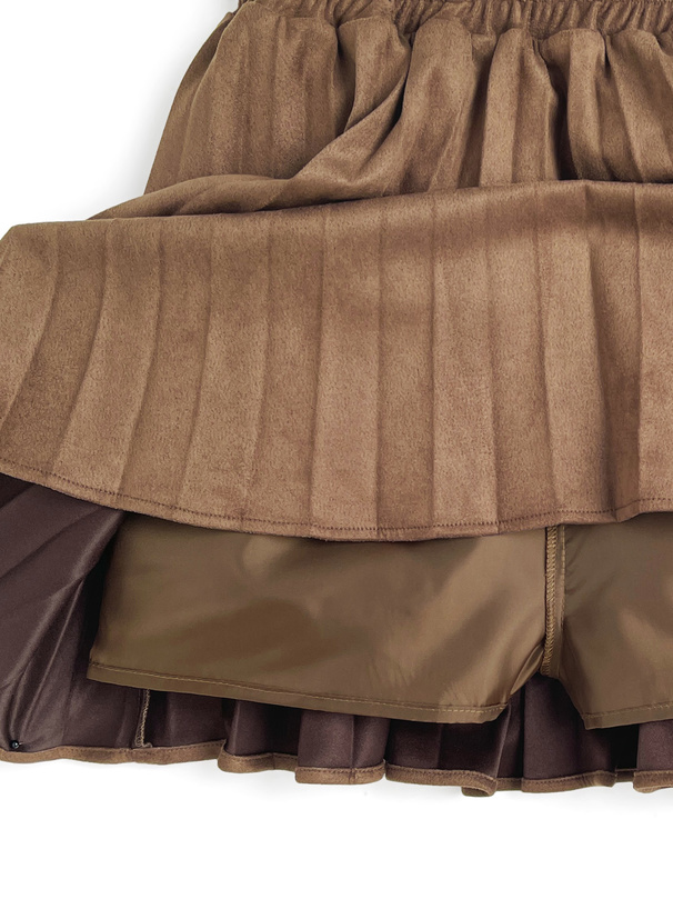 インパン裏地付きスエードプリーツミニスカート