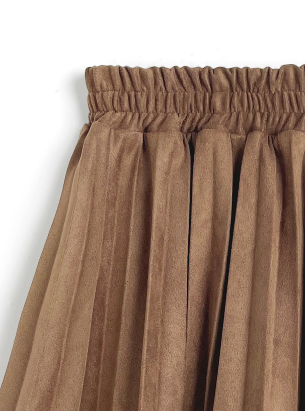 インパン裏地付きスエードプリーツミニスカート