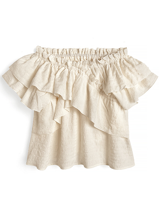 美品　クロスアンドクロス　フリル ベージュ ブラウス 2Wayクロスフリルブラウス[pp245] | レディースファッション通販