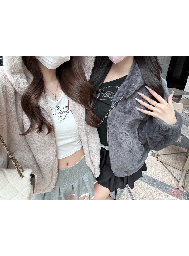 フード付きファーブルゾン